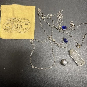 Vtg Silver Plated Lid Poison Cut Glass Crystal ? Perfume Bottle Pendant Necklace - Picture 1 of 16