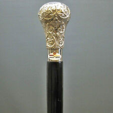 Walking Cane - Gold Men's straight formal cane with 3" high cap, black wood