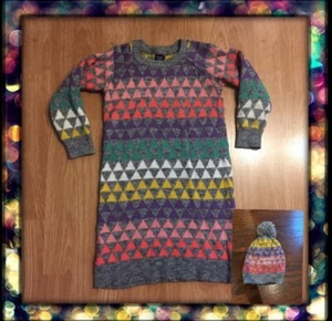 (Gap] Geometric fair isle sweater dress and beanie Girls Size 5 Toddler - Picture 1 of 10
