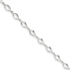 Real 14kt White Gold Polished Fancy Link Bracelet; 7.25 inch - Picture 1 of 3