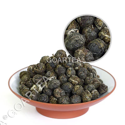 Rollo de mano de té verde chino hoja suelta perla dragón jazmín premium GOARTEA 100 g Foto 1 de 4