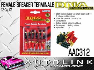 DNA 12 GAUGE SPADE TERMINALS - MIXED PACK 6 SMALL BLACK AND 6 LARGE RED 12 PACK - Picture 1 of 2