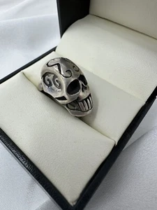Scrollwork Skull Adjustable Wrap Ring .925 Silver, Biker Ring - Picture 1 of 13