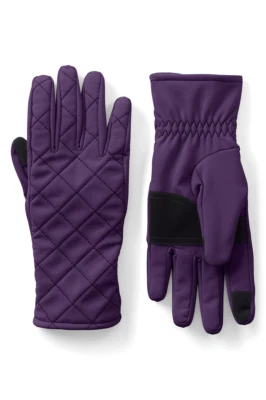 Guantes para mujer Land's End Softshell EZ Touch terciopelo ciruela púrpura edredón de texto grande Foto 1 de 4