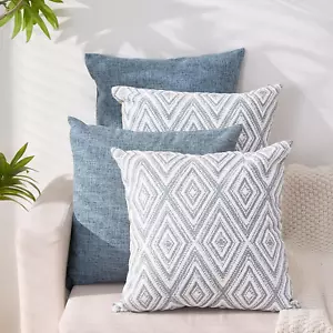 Decorative Throw Pillow Covers Set of 4 Square Couch Pillows Linen Cushion Cover - Picture 1 of 12