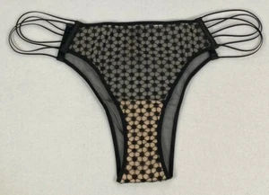 Victoria's Secret Luxe Starburst Tanga Panties Rouleau Side Straps Size XL Black - Picture 1 of 3