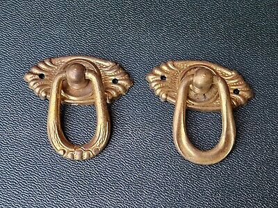 2 Antique Brass Tabs Handles Drawer Handle Art Nouveau Fittings • 6.01£