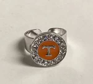 Initial Letter T Open  Adjustable Rhinestone Circle Ring - Picture 1 of 2
