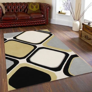 Abstract Handmade Rug Hand Tufted Rug Pure Nz Wool Area Rug Modern Design Rug - Imagen 1 de 5
