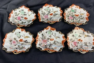 Kutani Ware Pottery Bowl Meiji Japanese Individual Dishes Lot of 6 Antique - Afbeelding 1 van 9