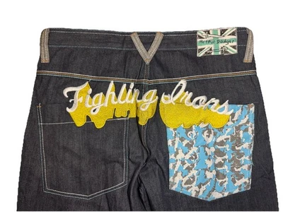 Pantalones de mezclilla para hombre Artful Dodger bordados hierro de lucha oscuro 36x36 patinador holgados nuevos con etiquetas Foto 1 de 4