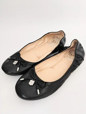 Vince Camuto Ballet Flat Size 7.5 Black Eryn Ballerina Faux Leather Flat Bow - Image 1 of 4