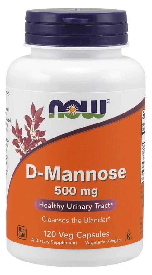 NOW Foods D-Mannose 500 mg 120 Veg Capsules, Healthy Urinary Tract 08/27 - Image 1 of 1