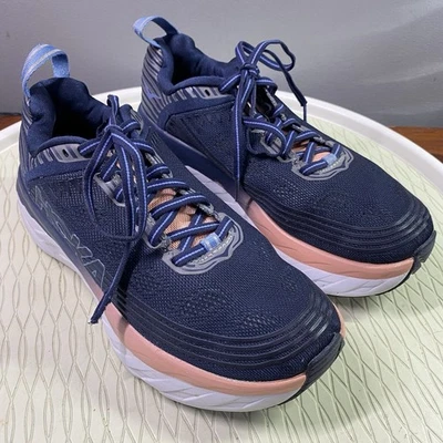 Hoka One Bondi 6 Womens Blue&Pink Athletic Trainer Shoes Sneakers Sz.6 D(wide) - Image 1 of 4