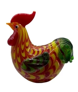 Vintage Lenox Glass Blown Rooster Mini Figurine Multicolor Farmhouse - Picture 1 of 7
