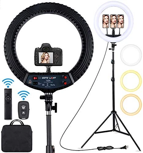 18 inch LED Ring Light with Tripod Stand Dimmable Makeup Ring light for Studio - Image 1 of 4