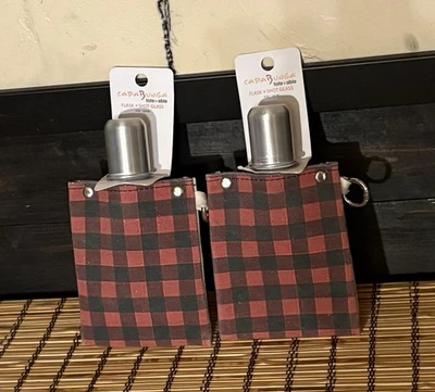 2 -  CAPA BUNGA.      tote+able FLASK + SHOT GLASS              4 oz - Image 1 of 4