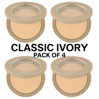 (4) NEUTROGENA Mineral Sheers Powder Foundation SEALED 0.34oz 10 CLASSIC IVORY - Image 1 of 2