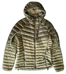 REI Magma 850 Down Puffer Jacket Women L Green Hood Quilted Pertex Quantum READ - Picture 1 of 9