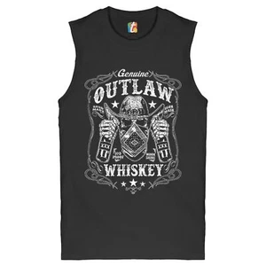 Genuine Outlaw Whiskey Muscle Shirt XXX Sour Mash Moonshine Drinking Men's - Picture 1 of 13