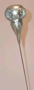 Antique Sterling Silver Owl Hatpin Art Nouveau 13" Long Exceptional Fantasy Pin - Picture 1 of 8