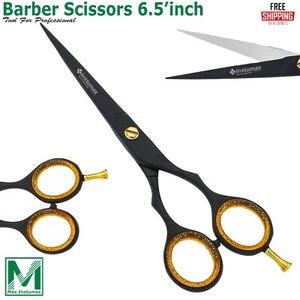 Professional Barber Hair Cutting Scissors 6.5" – Black Shears with Gold Screw - Picture 1 of 5