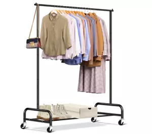Heavy Duty Clothing Racks for Hanging Rack, 43" Wide Rolling Garment Rack Metal - Picture 1 of 7