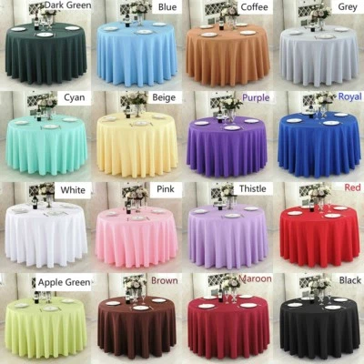 Plain Tablecloth Table Cover Cloth Banquet Wedding Cafes Rectangle Round Fabric - Image 1 of 4