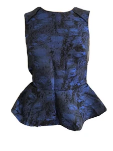 H&M TREND JACQUARD PEPLUM TOP BLOUSE UK 6 EU 32 US 2 XS BNWT formal party retro - Picture 1 of 7