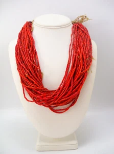 Antique North India Coral Glass Bead Naga Nagaland Choker Necklace - Picture 1 of 11