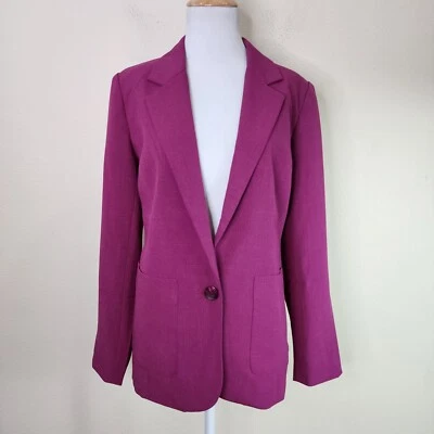 Blazer para mujer Norm Thompson tejido púrpura uva un botón talla 10 Foto 1 de 4
