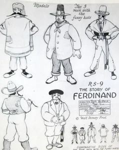 1938 FERDINAND BULL hat WALT DISNEY Original Production cel drawing MODEL SHEET - Picture 1 of 2