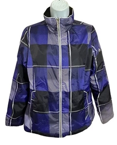 Chaqueta reversible para mujer ZeroXposur talla M púrpura a cuadros esquí cremallera completa polar - Imagen 1 de 9