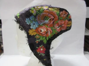 Antike europäische bestickte Volksmütze aus Seide mit Bindeschnüren + HINWEIS - Bild 1 von 13