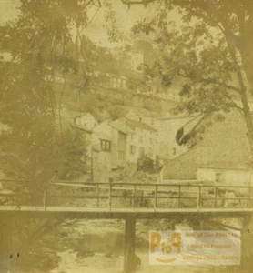 Frankreich Plombieres Brücke über den Bach altes Halb-Stereo Foto Valecke 1865 - Bild 1 von 3