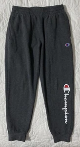 Youth Champion Fleece Lined Jogger Pant, Medium, Gray, Pockets Script Logo - Picture 1 of 4