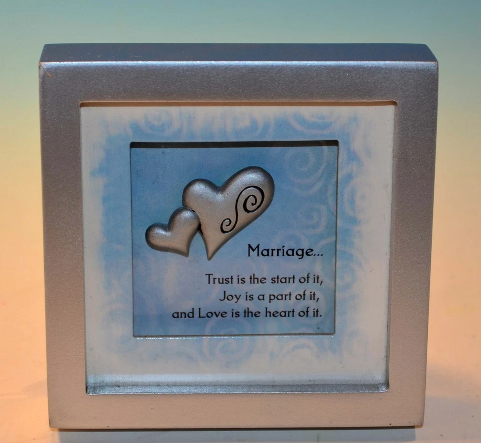 Shadow Box-Matrimonio... La confianza es el comienzo, 3.5"x3.5"x.75" peltre plateado Foto 1 de 4