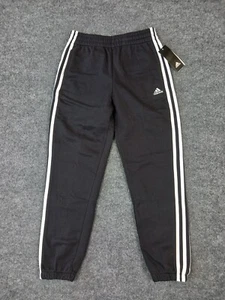 ADIDAS GIRLS FLEECE PANTS BLACK WITH 3 STRIPES LARGE - Picture 1 of 7