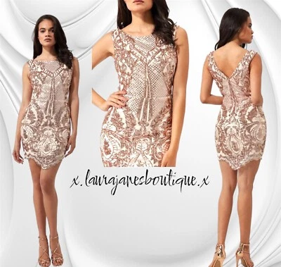 MINIVESTIDO GODDIVA Talla 12 SEQUIN DOBLADILLO FESTONEADO DORADO NUEVO CON ETIQUETAS. Foto 1 de 4