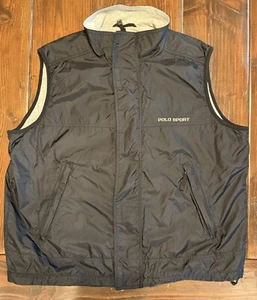 POLO SPORT Herren schwarz Nylon Full Zip WESTE Baumwolle gefüttert Jacke XL Ralph Lauren - Bild 1 von 4