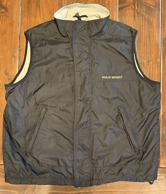 POLO SPORT Mens Black Nylon Full Zip VEST Cotton Lined Jacket XL Ralph Lauren - Image 1 of 4