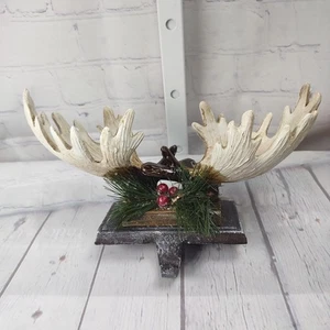 Wilderness Moose Antler Holiday Stocking Holder Christmas Rustic Cabin Decor - Picture 1 of 9