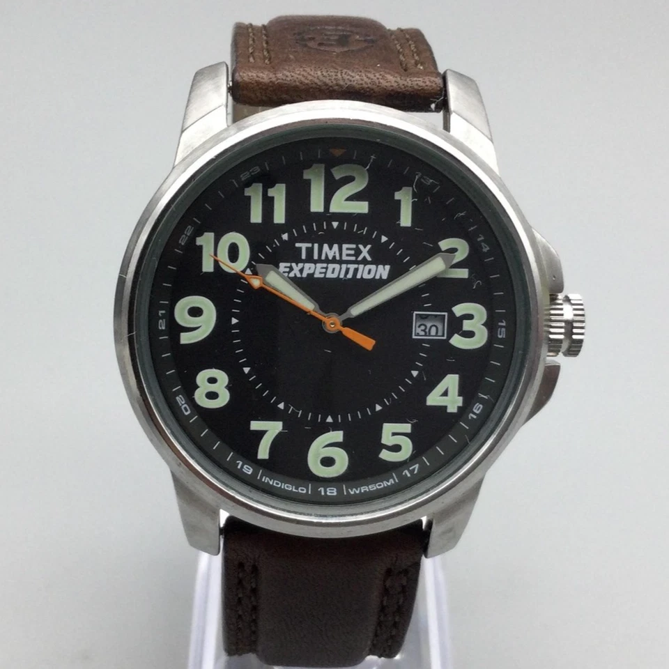 Reloj Timex Expedition Hombre 42mm Cuero Inoxidable Indiglo T44921 Batería Nueva Foto 1 de 4