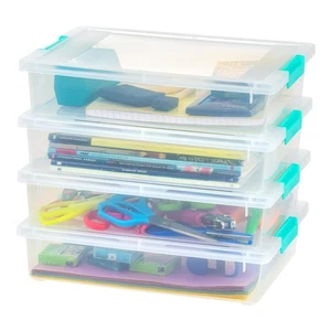IRIS USA 6 Qt. Plastic Storage Bins Containers with Lids, 4 Pack, Small Senso... - Picture 1 of 9