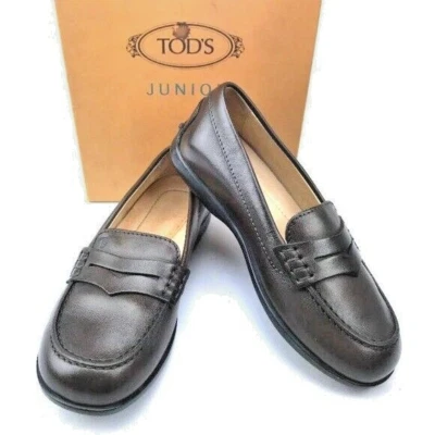 Mocasines TOD'S JUNIOR Unisex Cordobés Penny 100% Cuero Italiano EE. UU. Talla 12 Foto 1 de 4