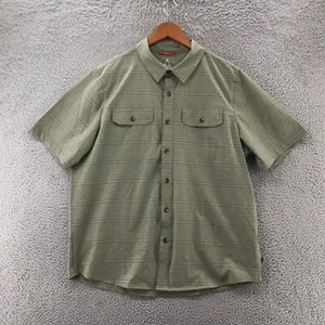 Gerry Short Sleeve Button Up Shirt Mens Large Green Striped Collared Casual - Picture 1 of 11