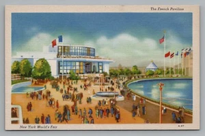 Feria Mundial de Nueva York 1939 El Pabellón Francés Banderas del Pueblo Postal sin publicar - Imagen 1 de 2