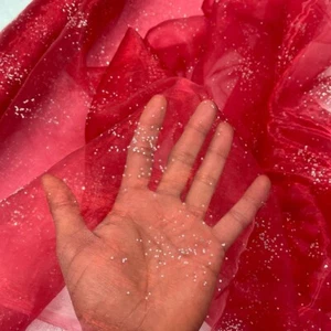 10m Stones Organza Fabric Dress Costumes Draping Voile Net Curtain 54" WINE RED - Picture 1 of 6
