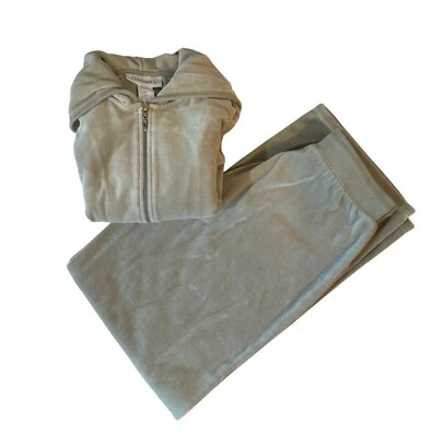 Chadwicks 绿色丝绒慢跑套装连帽上衣和慢跑裤 M 码 — 第 1/4 张图片