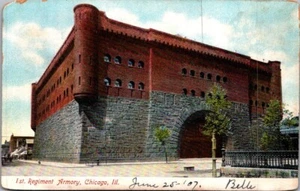 Postal militar 1st REGIMENT ARMORY Chicago, Illinois IL c1907 UDB - Imagen 1 de 2